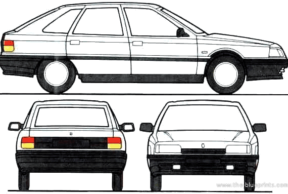 Renault 21 GTS 5-Door (1986) - Рено - чертежи, габариты, рисунки автомобиля