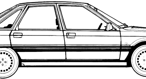 Renault 21 TXE (1988) - Рено - чертежи, габариты, рисунки автомобиля