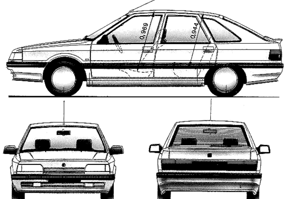 Renault 21 TXE 5-Door - Рено - чертежи, габариты, рисунки автомобиля