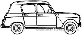 Renault 3 (1961) - Рено - чертежи, габариты, рисунки автомобиля