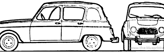 Renault 3 (1962) - Рено - чертежи, габариты, рисунки автомобиля