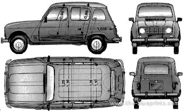 Renault 4GTL (1979) - Рено - чертежи, габариты, рисунки автомобиля
