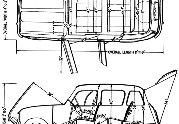 Renault 4 (1962) - Рено - чертежи, габариты, рисунки автомобиля
