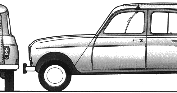 Renault 4 (1980) - Рено - чертежи, габариты, рисунки автомобиля