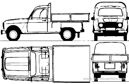 Renault 4 Pick-Up - Рено - чертежи, габариты, рисунки автомобиля