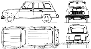 Renault 4 S 1020cc ARG - Рено - чертежи, габариты, рисунки автомобиля