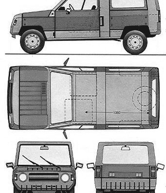 Renault 5 Rodeo (1983) - Рено - чертежи, габариты, рисунки автомобиля