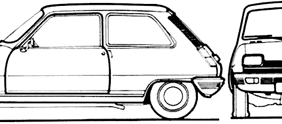Renault 5 TL (1973) - Рено - чертежи, габариты, рисунки автомобиля
