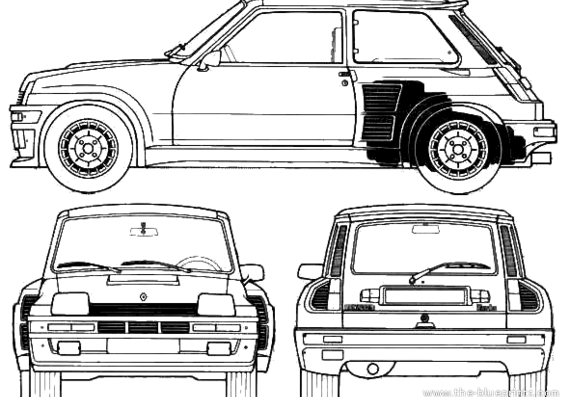 Renault 5 Turbo - Рено - чертежи, габариты, рисунки автомобиля