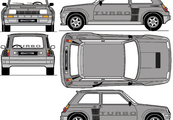 Renault 5 Turbo (1979) - Renault - drawings, dimensions, pictures of the car