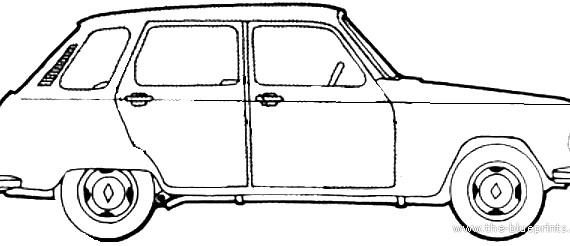 Renault 6 (1972) - Рено - чертежи, габариты, рисунки автомобиля