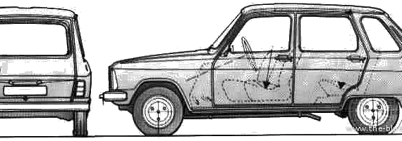 Renault 6 (1977) - Рено - чертежи, габариты, рисунки автомобиля