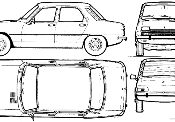 Renault 7 TL (1982) - Рено - чертежи, габариты, рисунки автомобиля