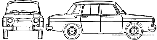 Renault 8 - Рено - чертежи, габариты, рисунки автомобиля
