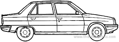 Renault 9 (1982) - Рено - чертежи, габариты, рисунки автомобиля
