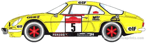 Renault Alpine A110 WRC San Remo (1975) - Рено - чертежи, габариты, рисунки автомобиля