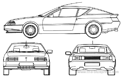 Renault Alpine GTA (1985) - Рено - чертежи, габариты, рисунки автомобиля