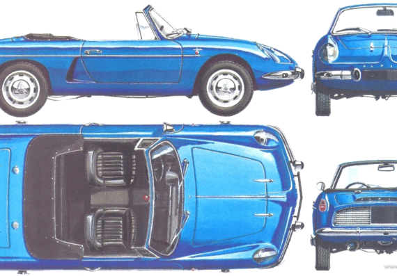 Renault Alpine Interlagos A108 Cabriolet - Рено - чертежи, габариты, рисунки автомобиля