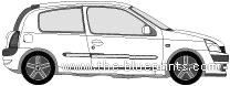 Renault Clio B 3-Door (2005) - Рено - чертежи, габариты, рисунки автомобиля