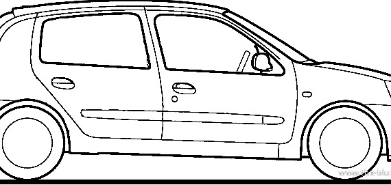 Renault Clio II 5-Door (2006) - Рено - чертежи, габариты, рисунки автомобиля