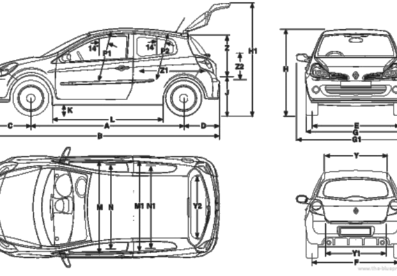 Renault Clio Renaultsport - Рено - чертежи, габариты, рисунки автомобиля