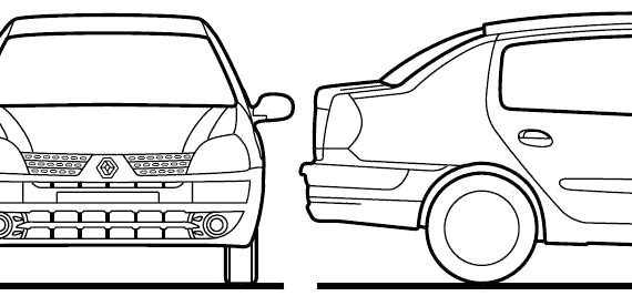 Renault Clio Simbol (2008) - Рено - чертежи, габариты, рисунки автомобиля