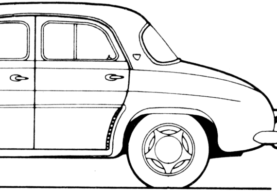 Renault Dauphine (1961) - Рено - чертежи, габариты, рисунки автомобиля