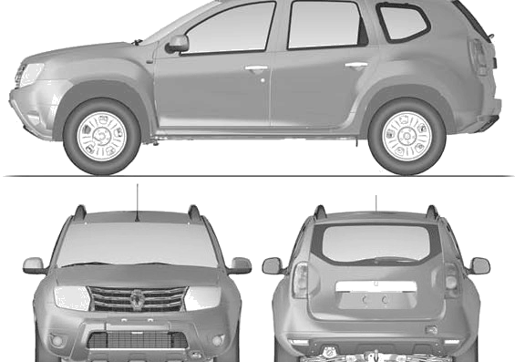Renault Duster (2012) - Рено - чертежи, габариты, рисунки автомобиля