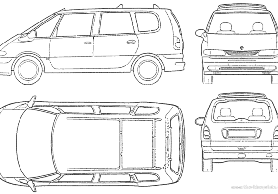 Renault Espace (1999) - Рено - чертежи, габариты, рисунки автомобиля