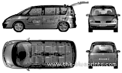 Renault Espace (2005) - Рено - чертежи, габариты, рисунки автомобиля