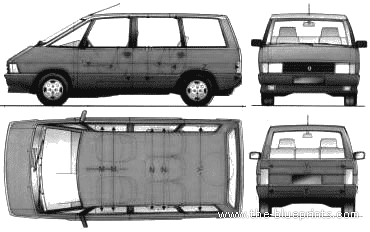 Renault Espace I (1985) - Рено - чертежи, габариты, рисунки автомобиля