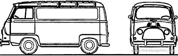 Renault Estafette Van (1962) - Рено - чертежи, габариты, рисунки автомобиля
