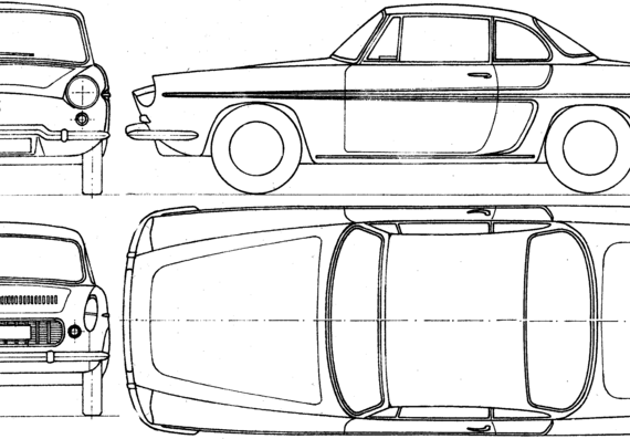 Renault Floride (1962) - Рено - чертежи, габариты, рисунки автомобиля