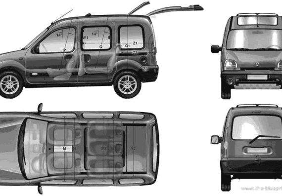 Renault Kangoo 4x4 (2004) - Рено - чертежи, габариты, рисунки автомобиля