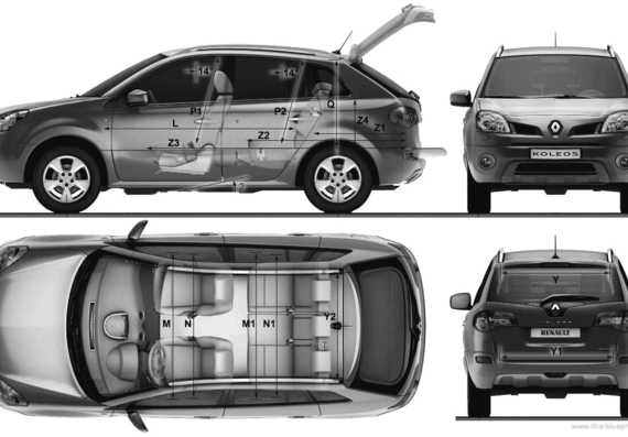 Renault Koleos 4x4 (2009) - Рено - чертежи, габариты, рисунки автомобиля