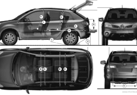 Renault Koleus (2008) - Рено - чертежи, габариты, рисунки автомобиля