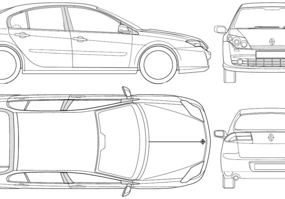 Renault Laguna III (2008) - Рено - чертежи, габариты, рисунки автомобиля