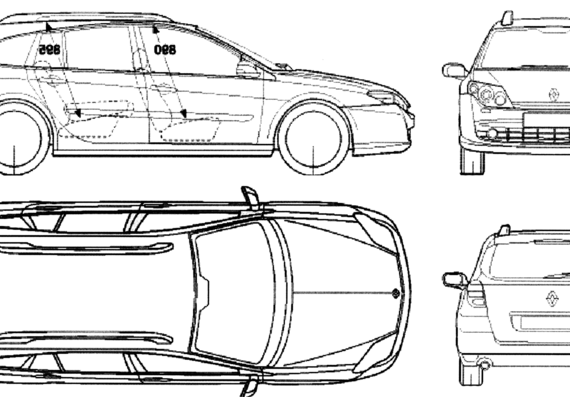 Renault Laguna III Break (2007) - Рено - чертежи, габариты, рисунки автомобиля