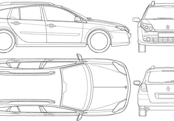 Renault Laguna III Break (2008) - Рено - чертежи, габариты, рисунки автомобиля