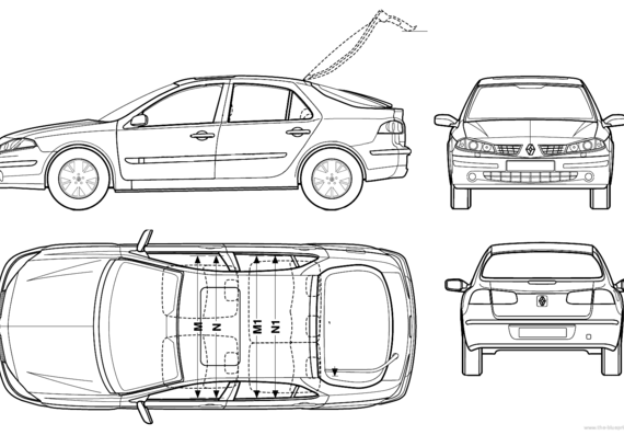 Renault Laguna II (2006) - Рено - чертежи, габариты, рисунки автомобиля