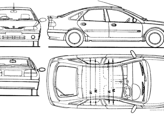 Renault Laguna I (1999) - Рено - чертежи, габариты, рисунки автомобиля