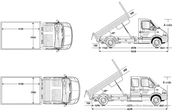 Renault Master Tippers single and crew cab (2007) - Renault - drawings, dimensions, pictures of the car