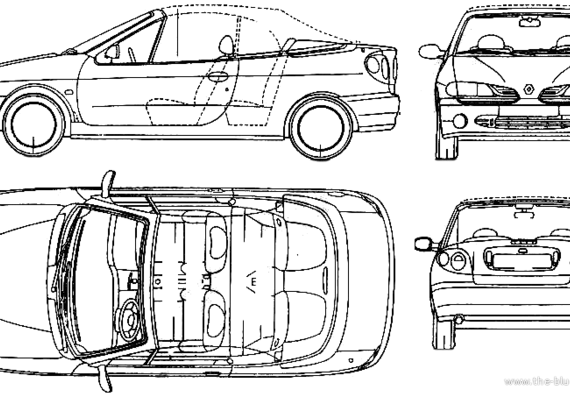Renault Megane Cabriolet (1998) - Рено - чертежи, габариты, рисунки автомобиля