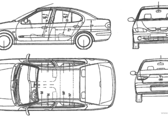 Renault Megane Classic - Рено - чертежи, габариты, рисунки автомобиля