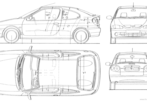 Renault Megane Coupe - Рено - чертежи, габариты, рисунки автомобиля