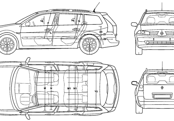 Renault Megane Grand Tour (2006) - Renault - drawings, dimensions, pictures of the car