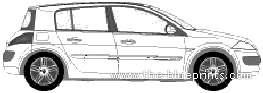 Renault Megane II 5-Door (2005) - Рено - чертежи, габариты, рисунки автомобиля