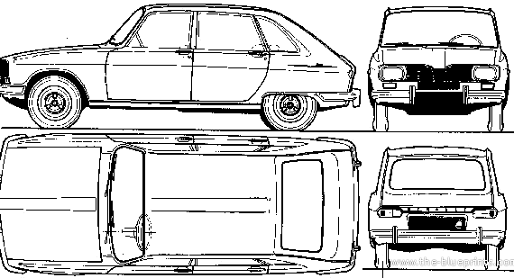 Renault R16 TL - Рено - чертежи, габариты, рисунки автомобиля