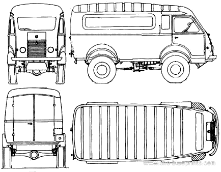 Renault R2087 4x4 - Рено - чертежи, габариты, рисунки автомобиля
