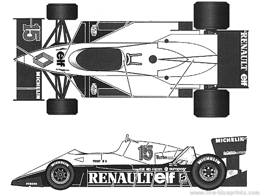 Renault RE40 GP of France (1983) - Рено - чертежи, габариты, рисунки автомобиля
